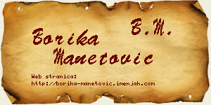 Borika Manetović vizit kartica
